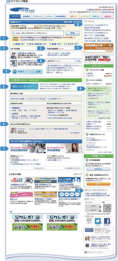 PC リクナビトップ画面